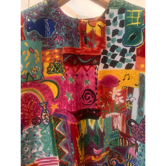 Women's Nicola Blouse, Multi, Size L Vintage - Picture 2 of 5